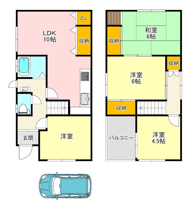 河内長野市高向貸戸建 間取り図