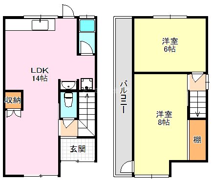 大阪狭山市東野西貸家 間取り図