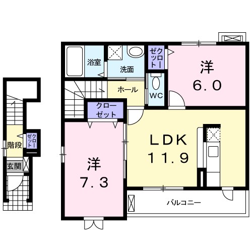 ラフレシール三日市Ⅲ 間取り図