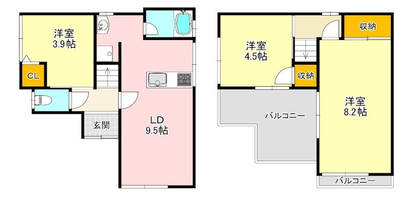 北野田戸建貸家 間取り図