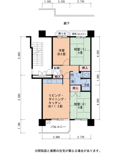 UR泉北鴨谷台三丁団地6号棟  間取り図