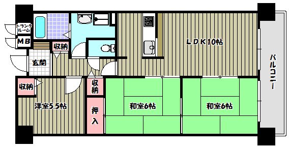 ライオンズマンション大阪狭山弐番館 間取り図