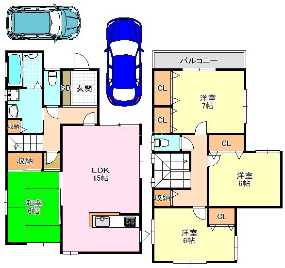 大野芝町戸建 間取り図