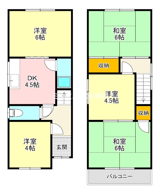 野作町3丁目貸家 間取り図