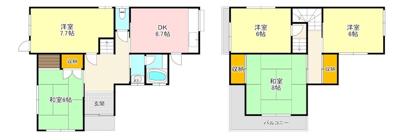 富田林市川向町 間取り図