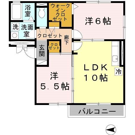グリーンコート初芝 D 間取り図