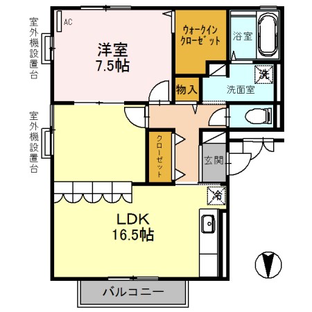グリーンコート初芝C 間取り図