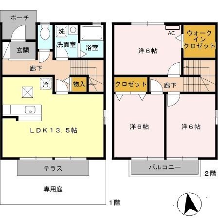 グリーンコート初芝B 間取り図