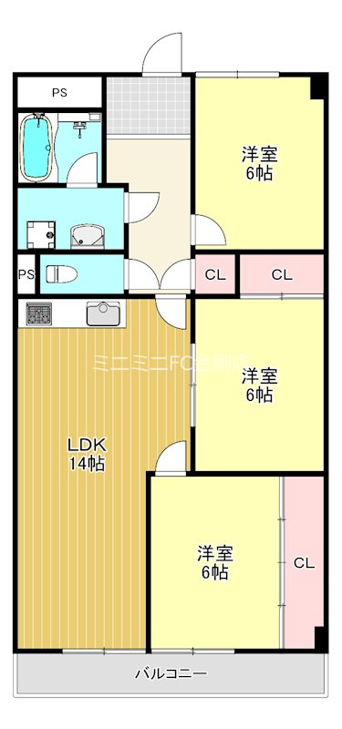 南海狭山コーポ　2号棟 間取り図