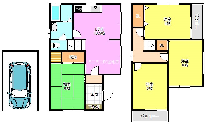 北野田貸家 間取り図