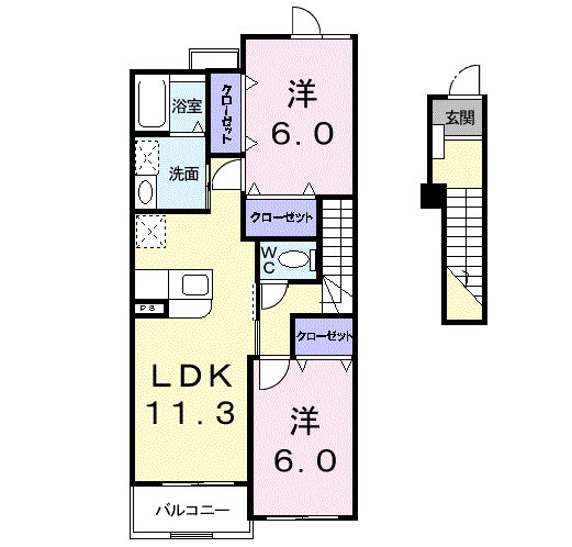 ヴィラ　グッド　ラックB棟 間取り図