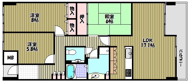 ガーデンシティコープ金剛東8棟 間取り図