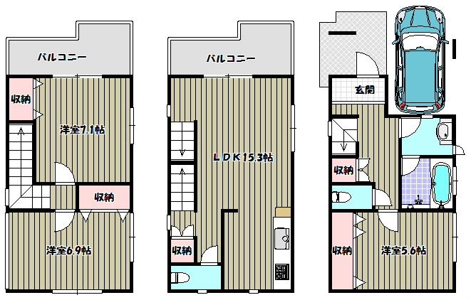 堺市美原区南余部貸家 間取り図