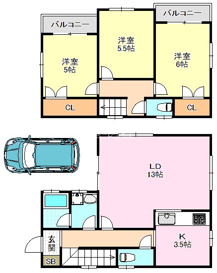 池尻中貸家 間取り図