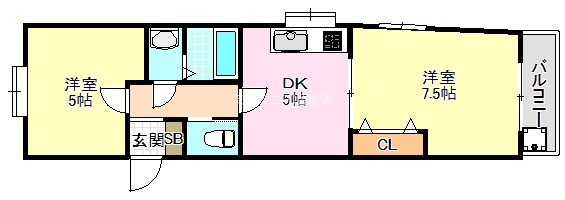 新栄プロパティー北野田Ⅱ 間取り図