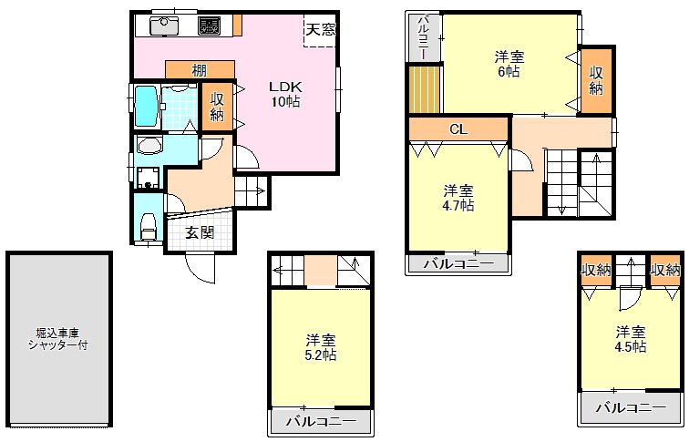 陶器北戸建 間取り図