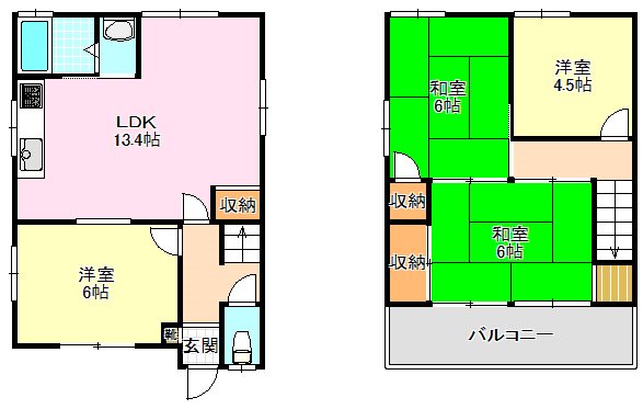 土師町3丁戸建 間取り図