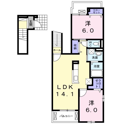 プチフローラ北野田Ⅱ 間取り図