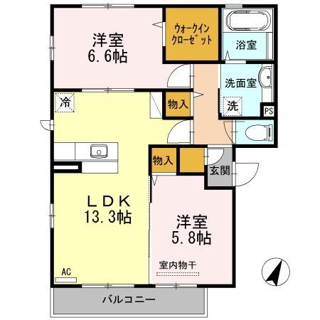 ファミールタカゼン　Ｅ棟 間取り図