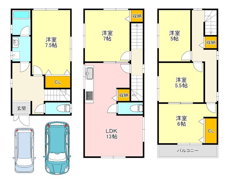若松町西3丁目貸家 間取り図