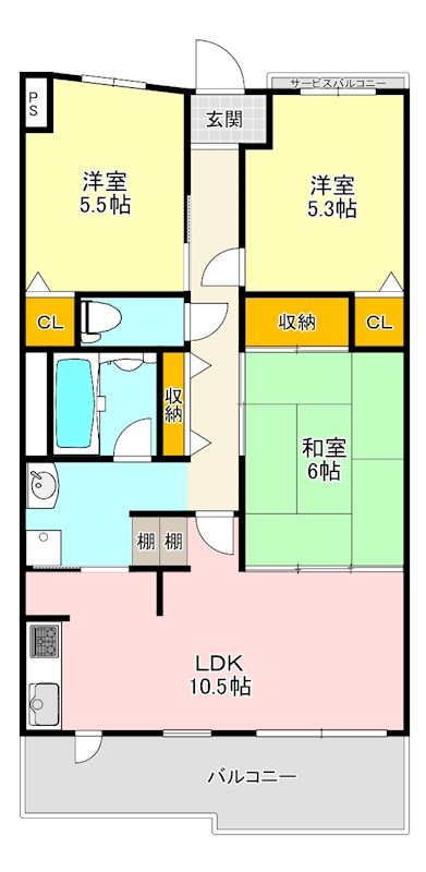 マイ・シティ泉北B棟 間取り図