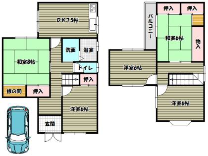西山台6丁目貸家 間取り図