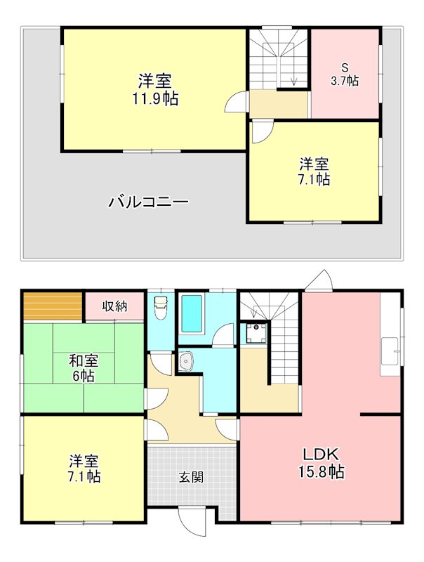 河内⻑野市三日市町貸家C 間取り図