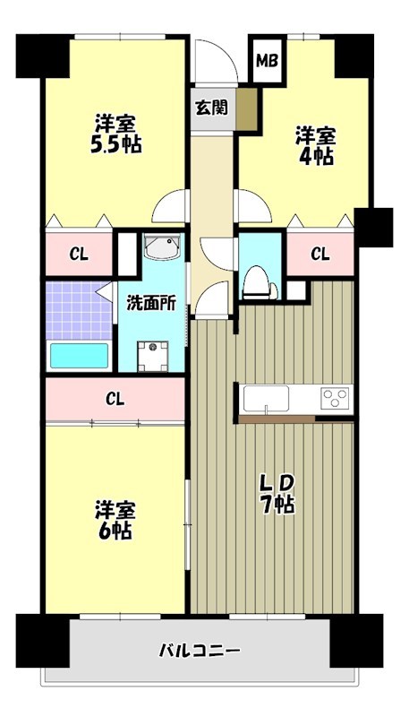 ライオンズマンション大阪狭山弐番館  間取り図