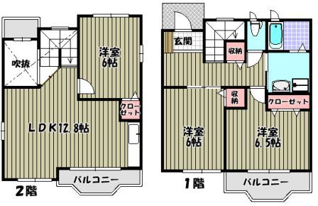 ユタカハイツ加賀田B棟 間取り図