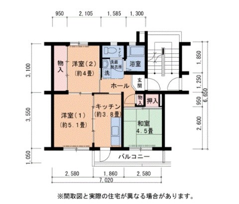 ＵＲ金剛団地　44号棟 間取り図