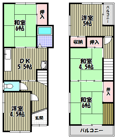 土師町一戸建貸家 間取り図