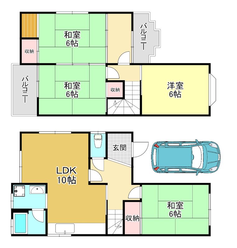 美原区黒山貸家 間取り図