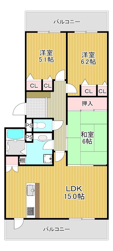 コート北野田カリヨンⅠ番館 間取り図