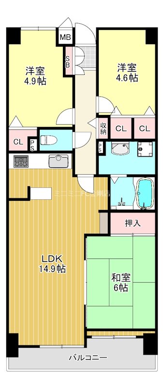 クローバーハイツ南花台 間取り図
