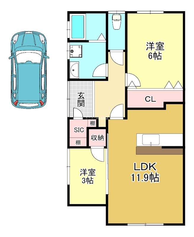 菊水町平屋戸建 間取り図