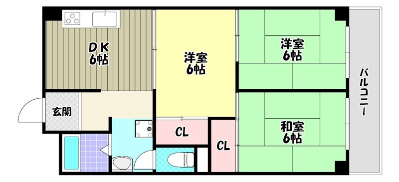 北野田大発マンションB棟 間取り