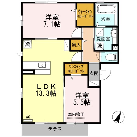 ファミールタカゼン　Ｅ棟 間取り図