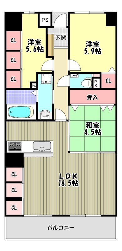 ライオンズマンション大阪狭山壱番館 間取り図