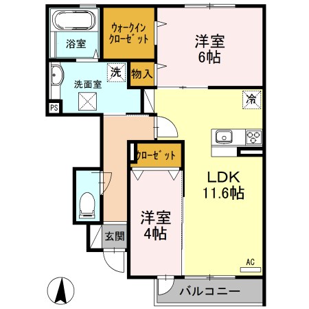カーサ高善Ｄ棟 間取り図