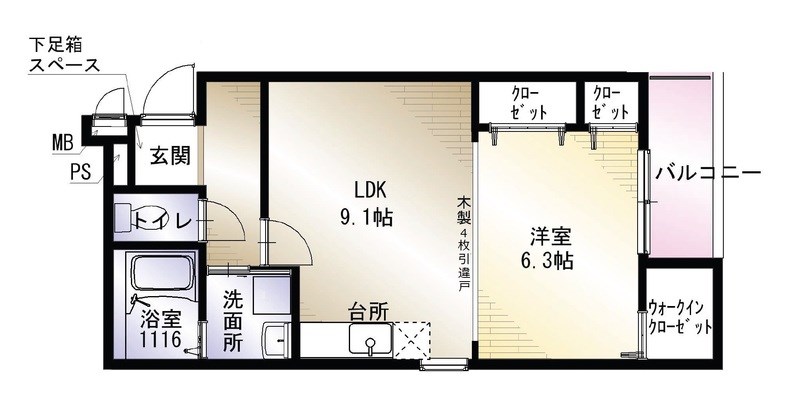 アンシャンテ S 北野田 間取り図