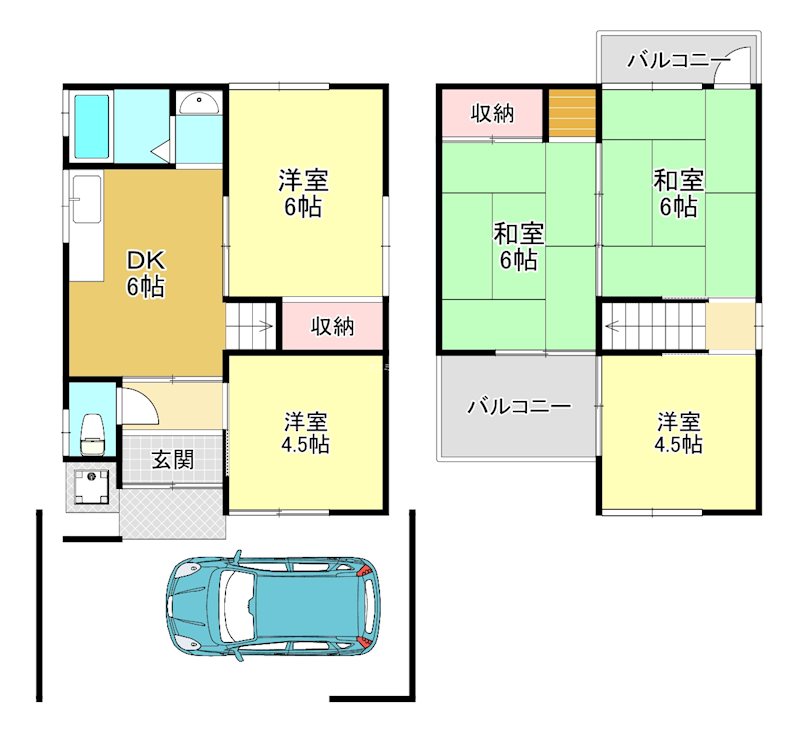 美原区平尾貸家 間取り図