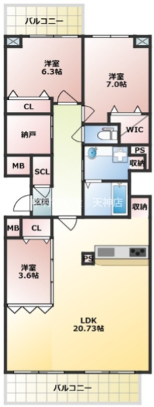 CREST西新 間取り