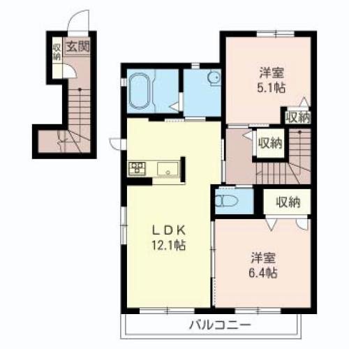 ソレアード 201号室 間取り