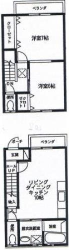 エクセル谷塚 102号室 間取り