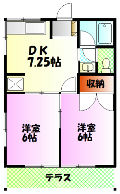 コーポユーシン 102号室 間取り