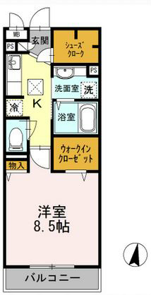 エル・ラヴィーヌ　C 102号室 間取り