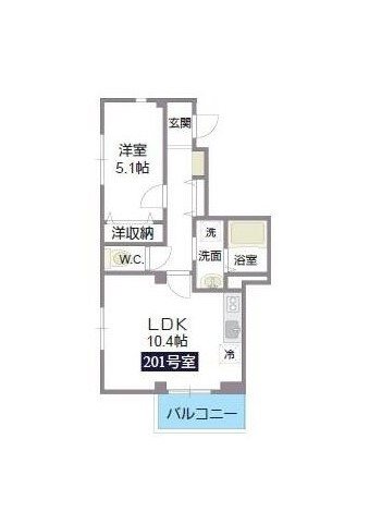イーセブン湘南 201号室 間取り
