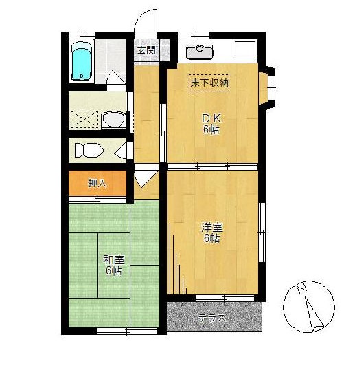 花沢パークハイツ 102号室 間取り