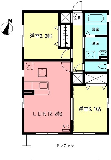 パラシオンB  101号室 間取り