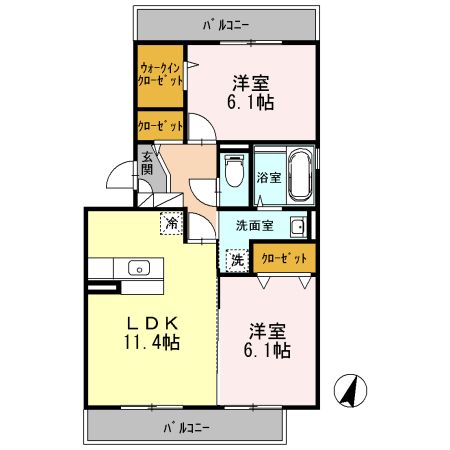 スカイハイム 201号室 間取り